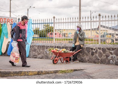 Quito/Ecuador; May 7 2020: 
Informal Trade In The Streets Of Quito Has Increased Due To The Sale Of Food.