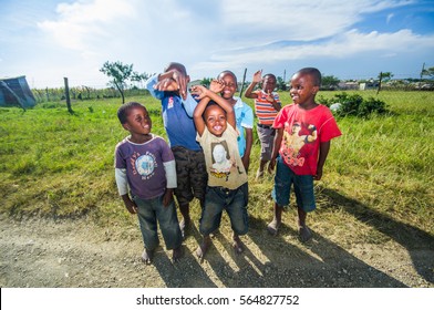 QUNU,SOUTH AFRICA - MARCH 13: African Children Smiles At The Camera On The 13th Of March 2010 In Qunu,South Africa