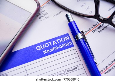 Quotation business document on paper background - Shutterstock ID 770658940