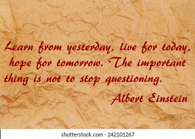 Quote By Albert Einstein On Old Paper Background 