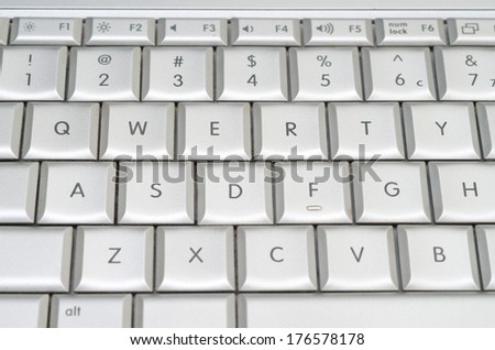 qwerty on laptop metallic keyboard 