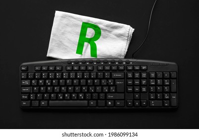 R Programming Language. Rag Width Word R And Pc Keyboard. 