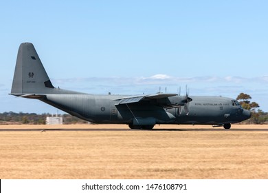 RAAF Williams, Point Cook, Australia - March 2, 2014: Royal Australian Air Force Lockheed Martin C-130J-30 Hercules military cargo aircraft A97-468.