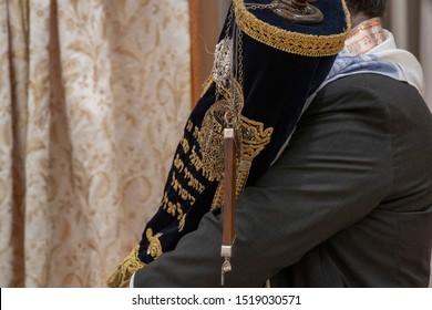 Rabbi Holding Torah Scroll Book Close Up Detail