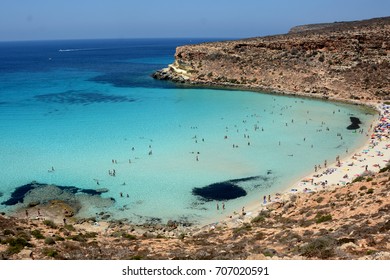 Rabbit Beach In Lampedusa That Is An Island Of Sicily