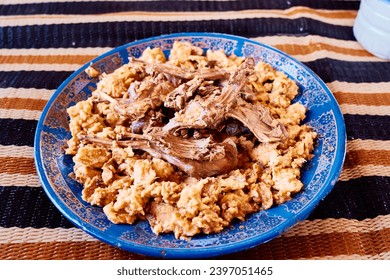                        a rabbit dish with bread       