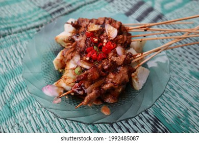 rabbit satay with spicy peanut sauce, Indonesian traditional food - Shutterstock ID 1992485087