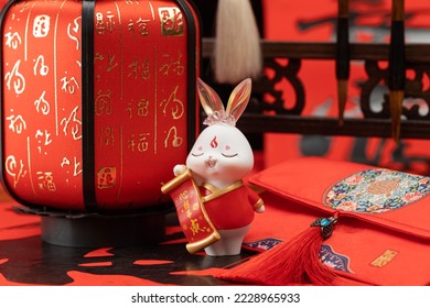 Rabbit Spring Festival picture material(Translation:Good luck in the Year of the Rabbit,blessing,Whatever you want comes true,Into,Forever,Meaning,Good luck and good luck.)