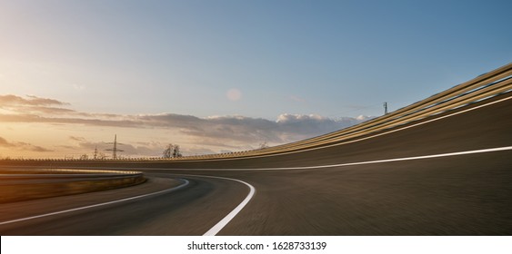Race Car / motorcycle racetrack after rain on a sunny day. Fast motion blur effect. Ready to race