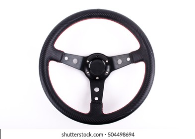 Race Car Steering Wheel On White