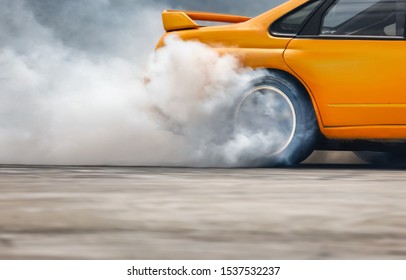 Race Drift Car Burning Tires On Speed Track