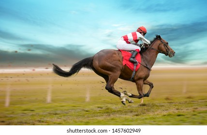 Race horse with jockey on the home straight. Shaving effect.