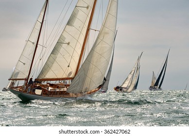 Race Sailing Classic Yachts.   Yachting. Sailing