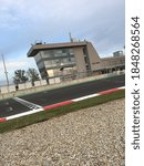 Race tower with racegrid and blue sky.