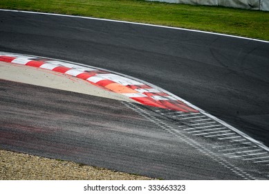 Race Track Curve Road For Car Racing , Close Up