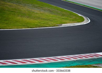 Race Track Curve Road For Car Racing , Close Up