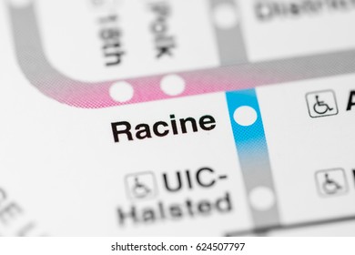 Racine Station. Chicago Metro Map.