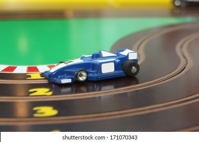 racing car on the toy race track