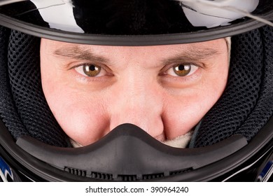 Racing Driver Close Up Posing With Helmet 