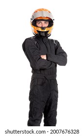 Racing Driver Posing Helmet Isolated White Stock Photo 2007676328 ...