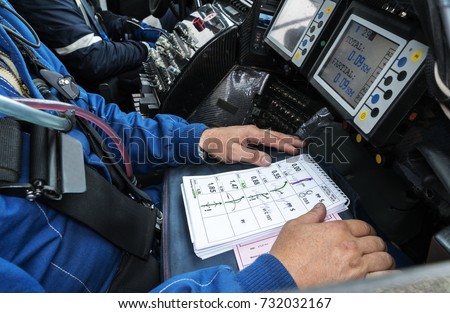  Racing driver is preparing for the start of stage   rally  
