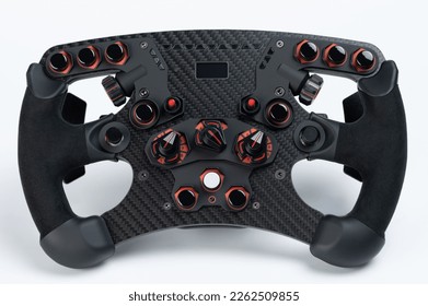 Racing formula stearing wheel with button and led light isolated
