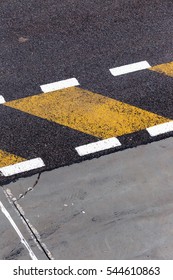 Racing Track Pit Lane Asphalt In The Rainy Day