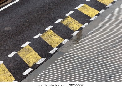 Racing Track Pit Lane Asphalt In The Rainy Day