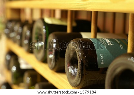 A rack full of winebottles