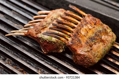 Rack Of Lamb Frying On Grill