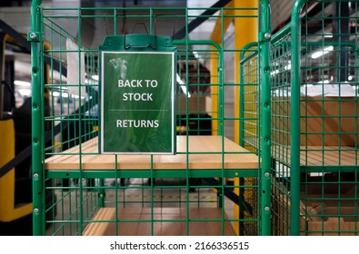 Rack for returns in a distribution warehouse - Shutterstock ID 2166336515