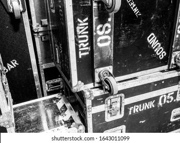 Rack touring pop rock flight cases texture background 
