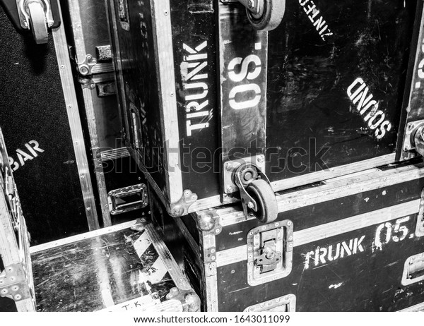 Rack\
touring pop rock flight cases texture background\
