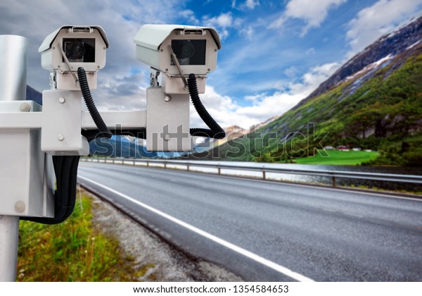 Radar speed control\
camera on the road