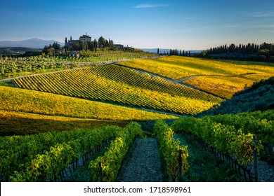 Radda in Chianti, Siena/Italy - october 2018:  an autumn landscape in the Chianti region of Tuscany hills in the surroundings of Radda in Chianti