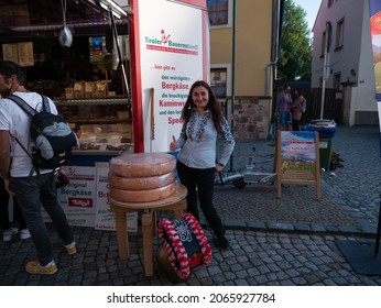 Radebeul, Saxony, Germany - 10.02.2021: Big cheese at "Herbst and Wine Fest"