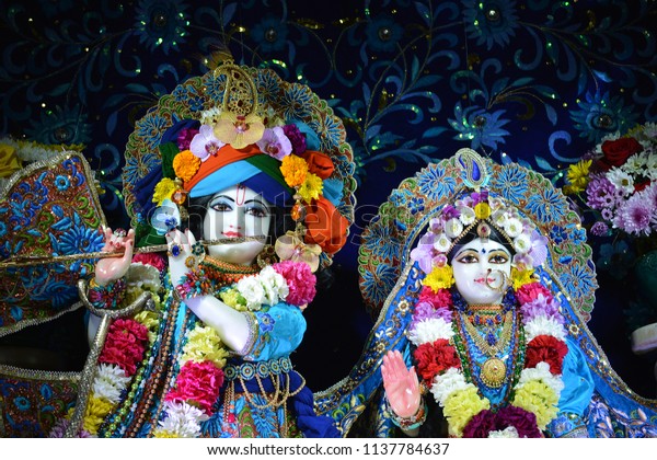 Radha Krishna Deities Beautiful Blueish Ornamental Stock Photo ...