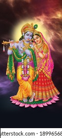 Radha Krishna Standing Photo Hindu God