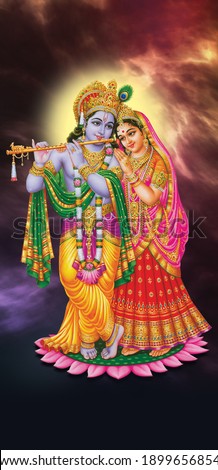 Radha Krishna Standing Photo Hindu God