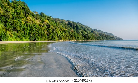 Radhanagar Beach is one of the most famous attractions in Havelock Island and the Andaman and Nicobar Islands, India - Shutterstock ID 2124491675