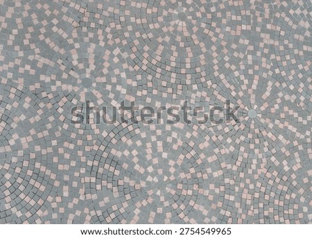 Radial Mosaic Tile Pattern on Outdoor Stone Pavement. Circular Cobblestone Pattern or round stone mosaic pavement cobblestone texture isolated.