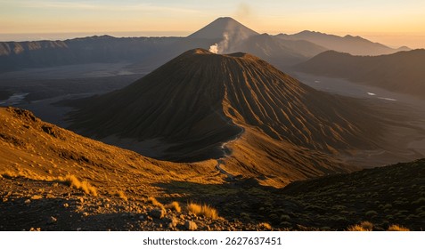 Radiant Harmony of Bromo’s Crater Rim at Golden Hour