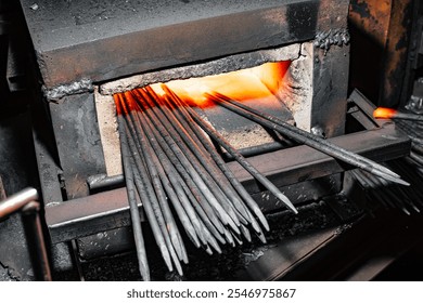 Radiant Transformation: Metal Rods Glowing in the Heart of the Forge, Capturing the Elemental Dance of Fire and Steel. - Powered by Shutterstock