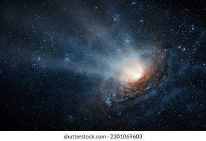 Radiation from a black hole at the center of a galaxy. Space scene with stars, black hole in galaxy. Panorama. Universe filled with stars, nebula and galaxy,. Elements of this image furnished by NASA - Shutterstock ID 2301069603