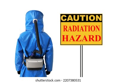 Radiation Hazard Warning Caution Sign, White Background