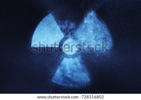 Radiation sign, Radiation symbol. Abstract night sky background