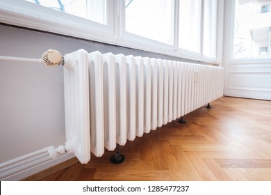 radiator and thermostat in flat -  heater closeup -