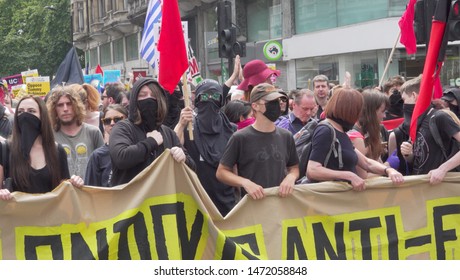 Radical Left Wing Antifa Gather Outside The BBC Studio In London, UK, 03/08/19