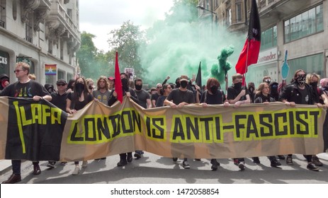 Radical Left Wing Antifa Gather Outside The BBC Studio In London, UK, 03/08/19