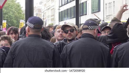 Radical Left Wing Antifa Gather Outside The BBC Studio In London, UK, 03/08/19